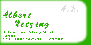 albert metzing business card